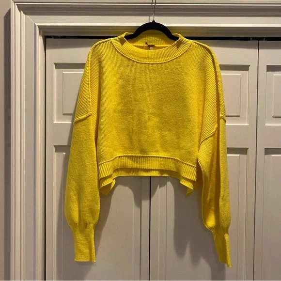 Free People Easy Street Crop Mock Neck Pullover Oversized Sweater | Size Small - Picture 5 of 8